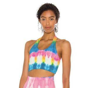 Spiritual Gangster blue pink yellow white tie dye halter Ananda Brami sports bra